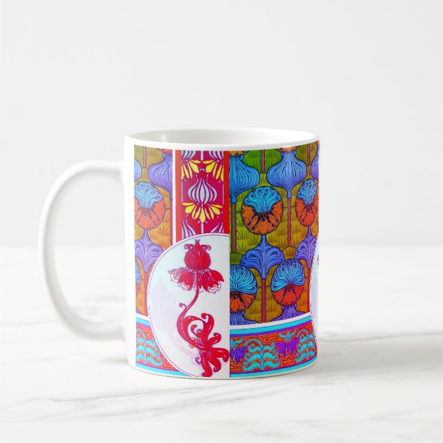 Art nouveau blommigt Imperial verneuil blue rosa Kaffemugg (Vänster)