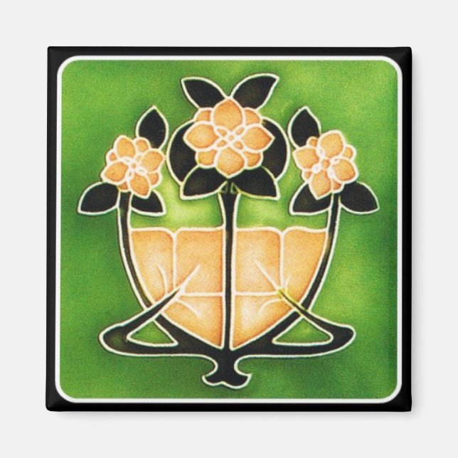 Art nouveau Blommigt Magnet (Framsidan)