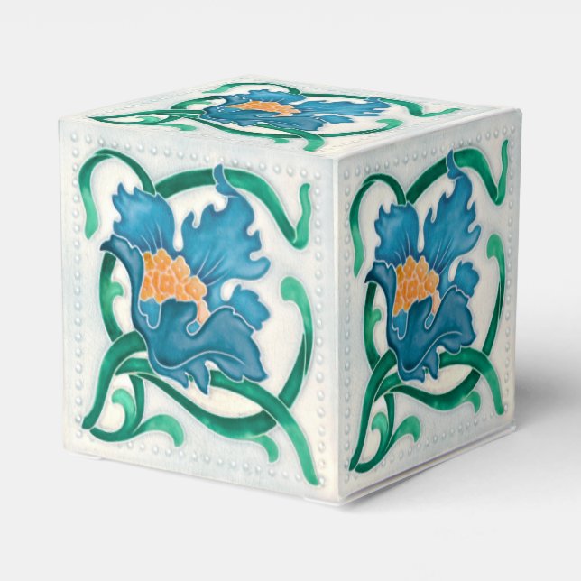 Art nouveau Blommigt Majolica Faux Relief Presentaskar (Baksidan Sidan)