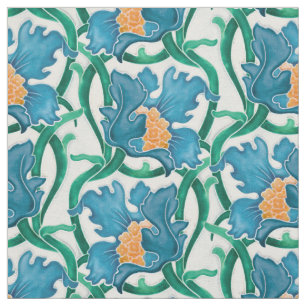 Art nouveau Blommigt Majolica Mönster Tyg