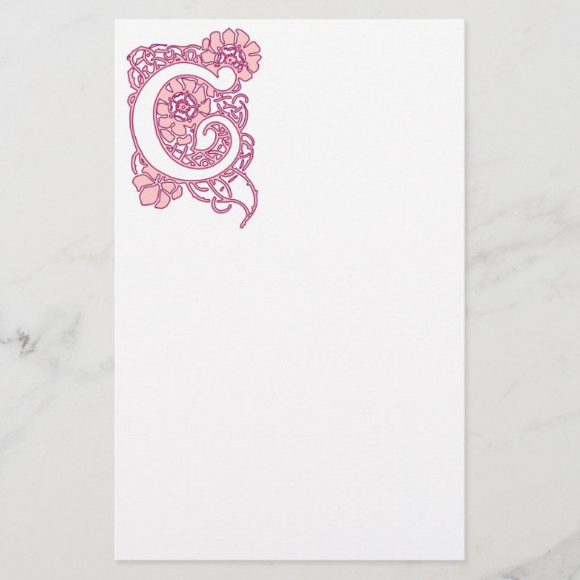 Art nouveau Blommigt Monogram C Brevpapper (Framsida)