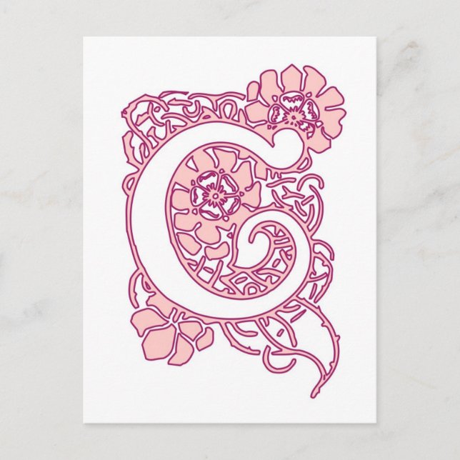 Art nouveau Blommigt Monogram C Vykort (Framsida)