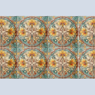Art nouveau Blommigt Motif Kakelplatta