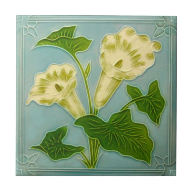 Art nouveau Blommigt Repro Olivant Faux Mold Kakelplatta (Framsidan)