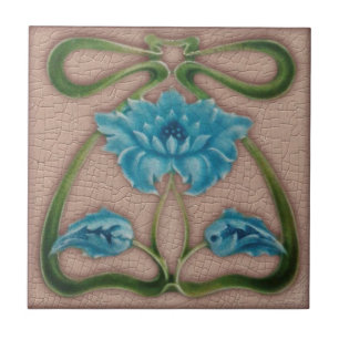 Art nouveau Blommigt - reproduktion av antika band Kakelplatta