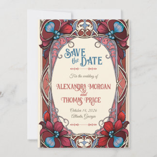 Art nouveau Blommigt Spara datumkortet Spara Datumet