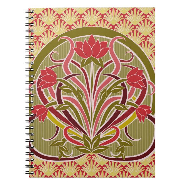 Art nouveau blommigt tapet. anteckningsbok (Framsidan)