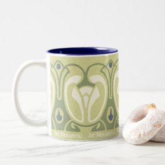 Art nouveau Blommigt Tapet design #45 Två-Tonad Mugg