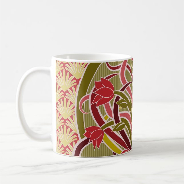 Art nouveau blommigt tapet. kaffemugg (Vänster)