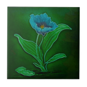 Art nouveau Blommigt Tubeline Repro Richards Kakelplatta