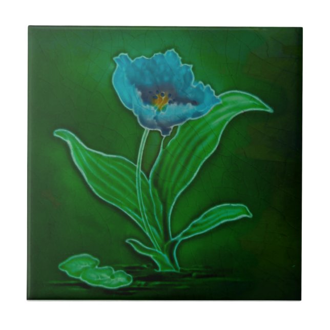 Art nouveau Blommigt Tubeline Repro Richards Kakelplatta (Framsidan)