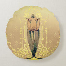 Art nouveau blommigt, tulpanrör rosa och guld eleg