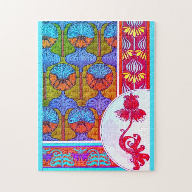 Art nouveau blommigt vintage  pussel (Vertikal)