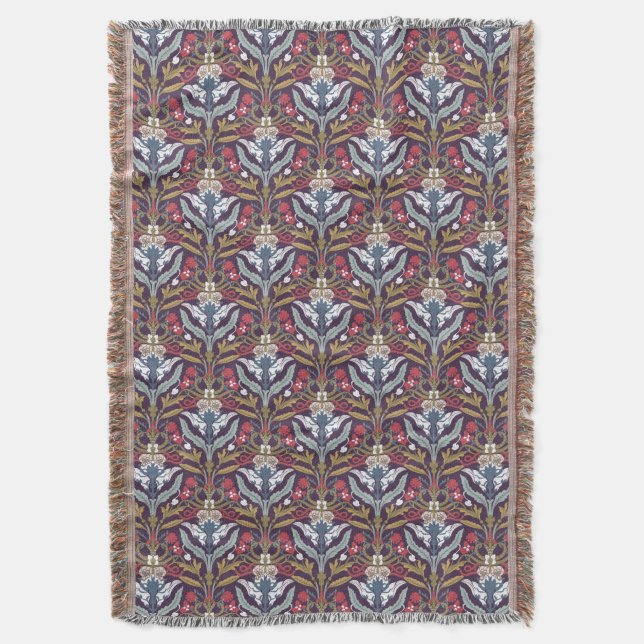 Art nouveau-Blommigt-vridsvevett Filt (Framsidan Vertikal)