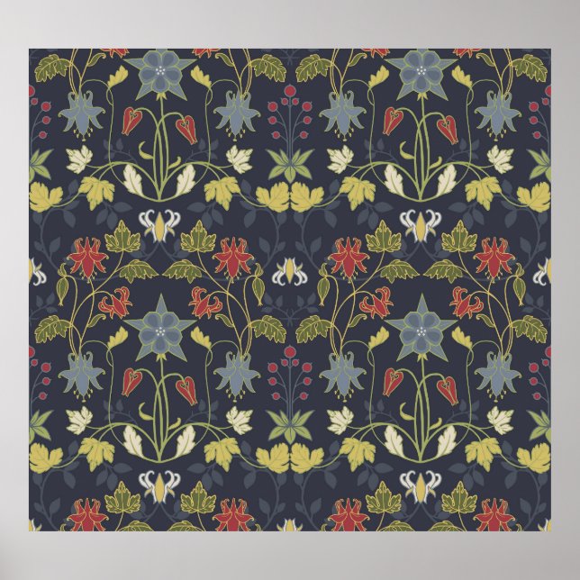 Art nouveau: Blommigten Mörk Poster (Framsidan)