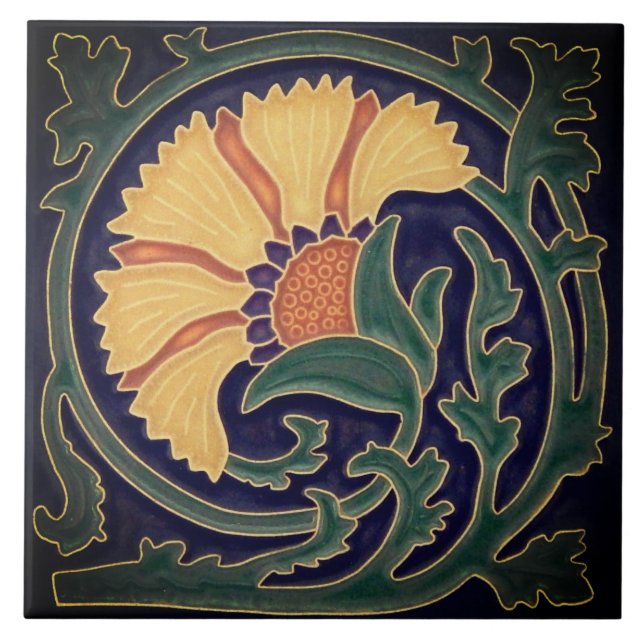 Art nouveau - Blommigtens utformning Kakelplatta (Framsidan)