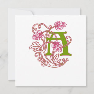 Art Nouveau blommonogram A Inbjudningar