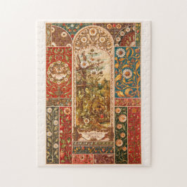 Art nouveau blommönster aster Blommor löv Pussel