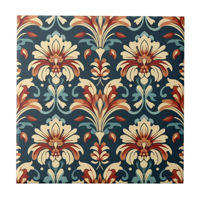 Art nouveau Blommönster Kakelplatta (Framsidan)