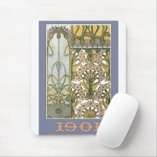 Art nouveau blommor alfonse mucha blommigt art musmatta