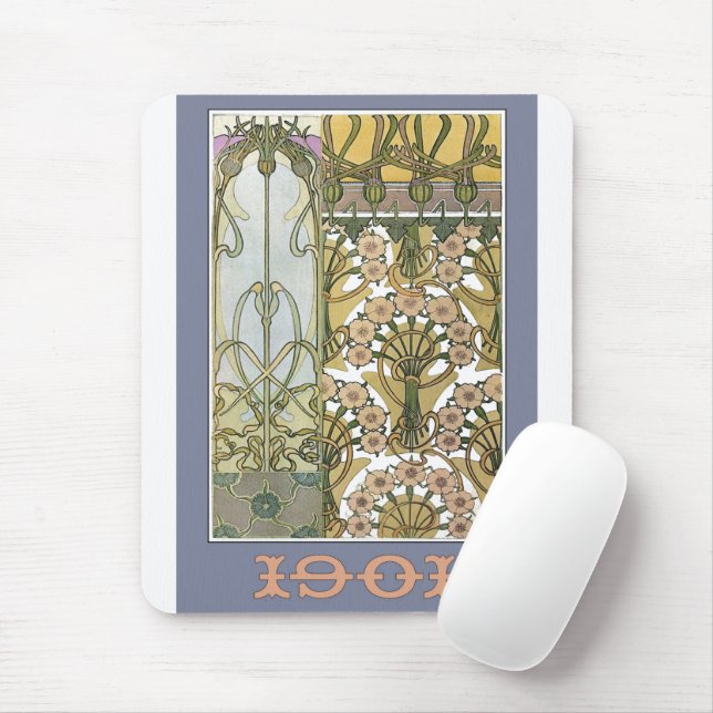 Art nouveau blommor alfonse mucha blommigt art musmatta (Med mus)
