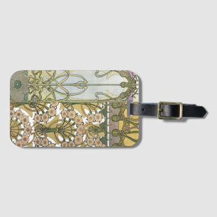 Art nouveau blommor alphonse mucha blommigt art bagagebricka