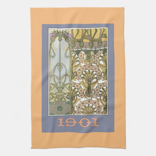 Art nouveau blommor alphonse mucha blommigt art kökshandduk (Vertikal)