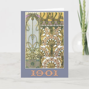 Art nouveau blommor alphonse mucha blommigt art kort