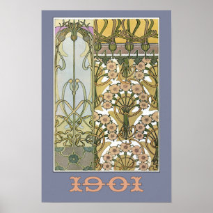 Art nouveau blommor alphonse mucha blommigt art poster