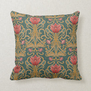 art nouveau blommor kudde