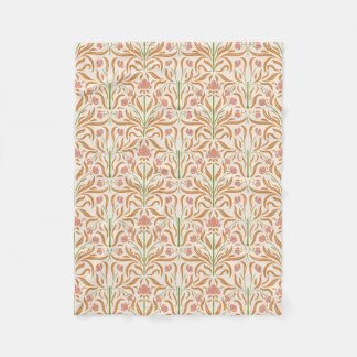 Art Nouveau blomster Mönster i Ocker, Persika & Sa Fleecefilt