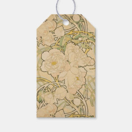 Art Nouveau blomster mönster Mucha Presentetikett