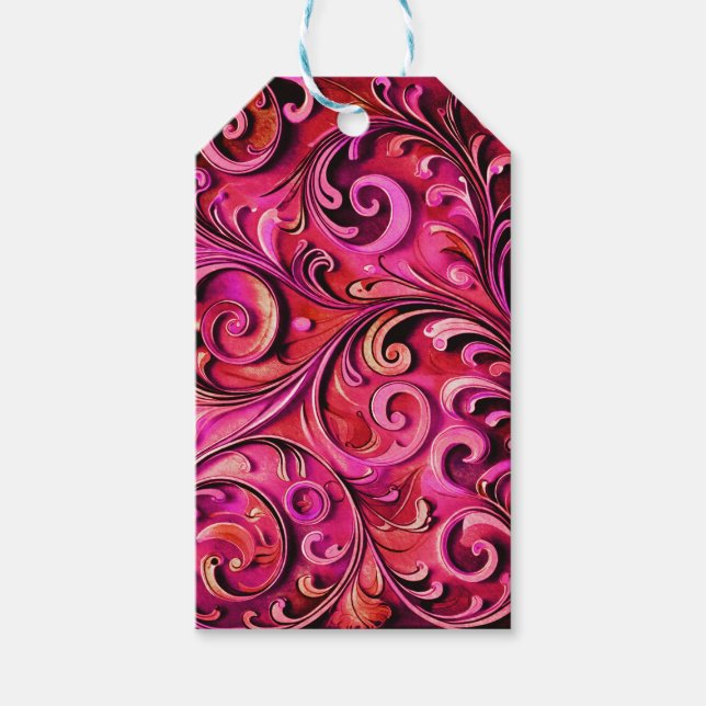 Art Nouveau blomsterdesign Rostrosa Presentetikett (Framsidan)