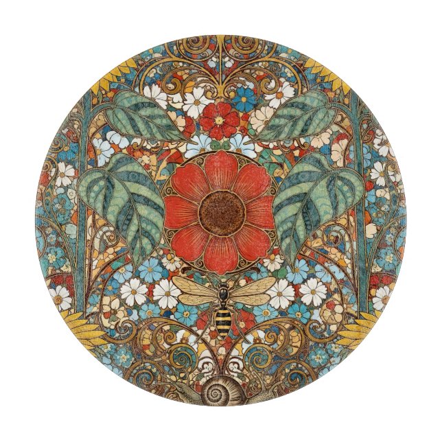 Art Nouveau Blomsterträdgård – Solrosor, Bina (Framsidan)