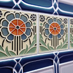 Art Nouveau Bloom Floral Ceramic Tile Kakelplatta<br><div class="desc">Embrace the timeless elegance of the Art Nouveau era with this exquisitely designed decorative ceramic tile. The design features a stunning, stylized central flower, capturing the organic, flowing lines characteristic of the period. The heart of the bloom glows with a vibrant, segmented orange-red, while graceful petals in a sophisticated dusty...</div>