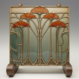 Art nouveau Bloom [uppsättning 1/4] Kakelplatta