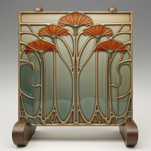 Art nouveau Bloom [uppsättning 1/4] Kakelplatta