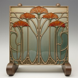 Art nouveau Bloom [uppsättning 2/4] Kakelplatta