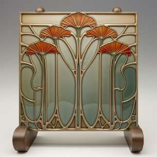 Art nouveau Bloom [uppsättning 2/4] Kakelplatta