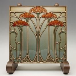 Art nouveau Bloom [uppsättning 4/4] Kakelplatta