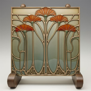 Art nouveau Bloom [uppsättning 4/4] Kakelplatta