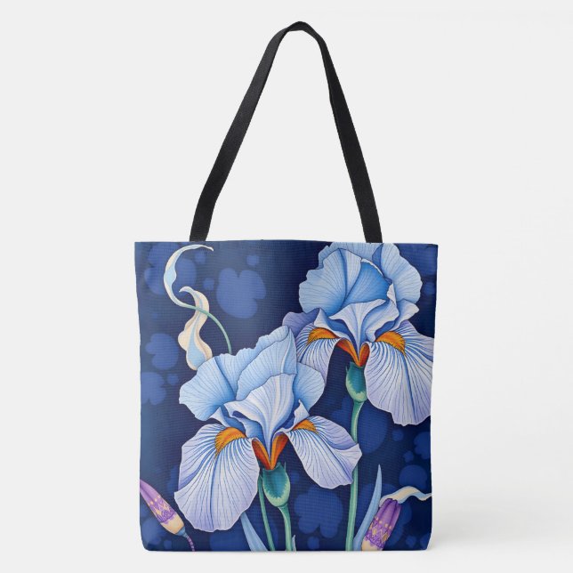 Art nouveau Blue Iris Tygkasse (Framsida)