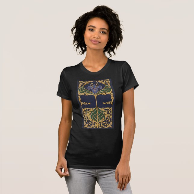 Art nouveau Blue Lily T Shirt (Hel framsida)