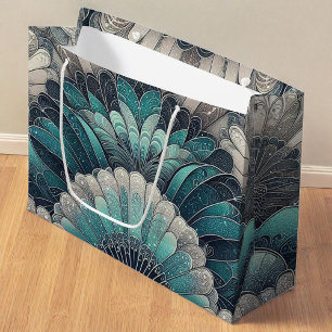 Art nouveau Blue och Silver Fläkt