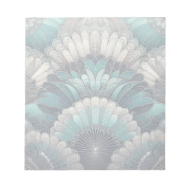 Art nouveau Blue och Silver Fläkt Anteckningsblock