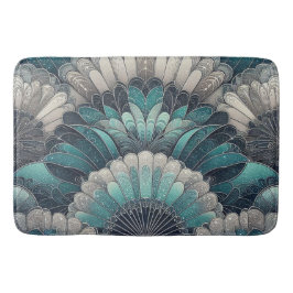 Art nouveau Blue och Silver Fläkt Badrumsmatta