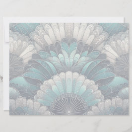 Art nouveau Blue och Silver Fläkt Brevhuvud