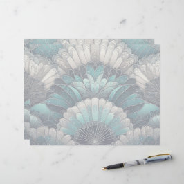 Art nouveau Blue och Silver Fläkt Brevhuvud