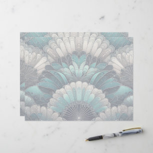 Art nouveau Blue och Silver Fläkt Brevhuvud
