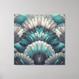 Art nouveau Blue och Silver Fläkt Canvastryck